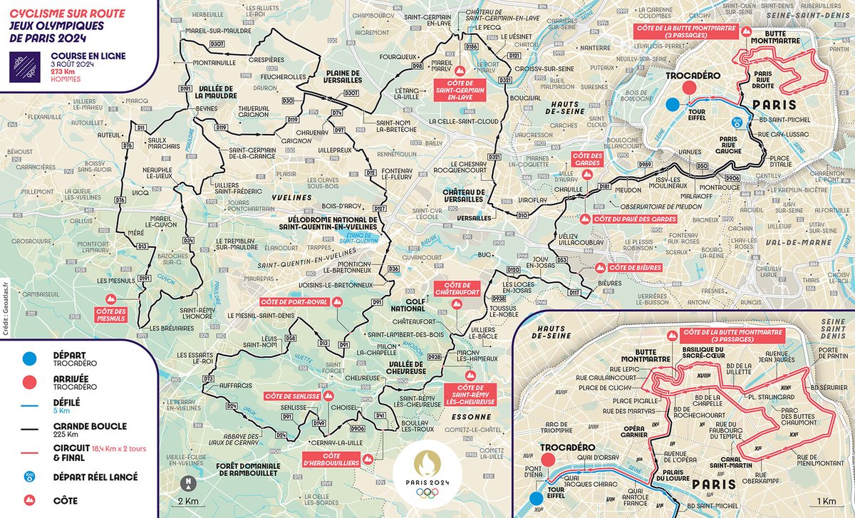 parcours cyclisme jeux olympiques Paris 2024