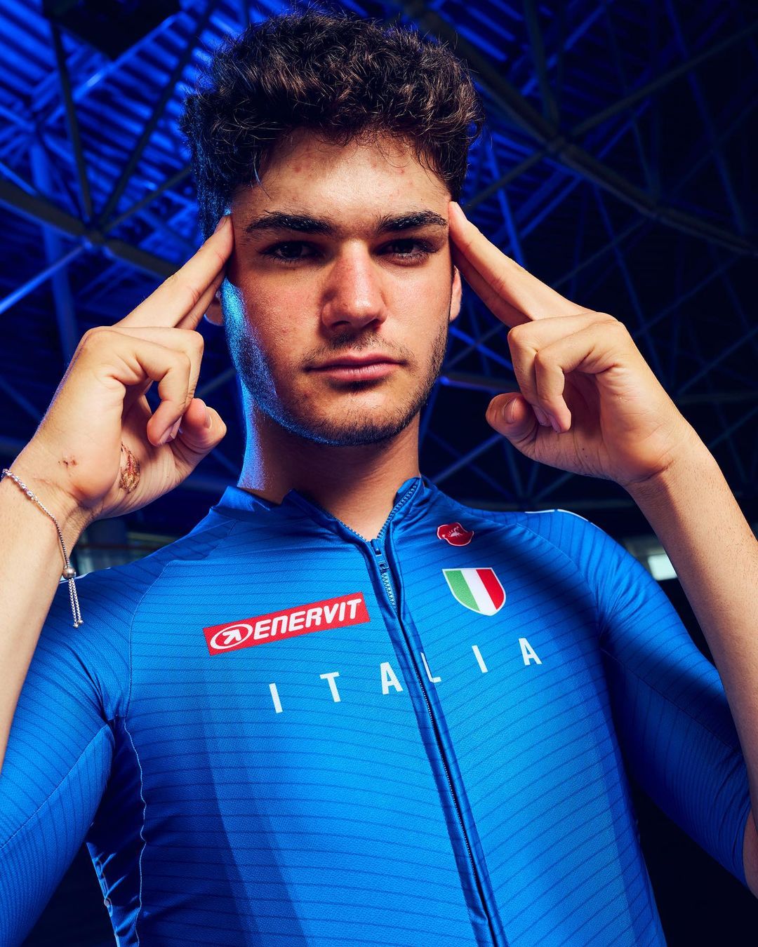 maillot italie cyclisme bleu